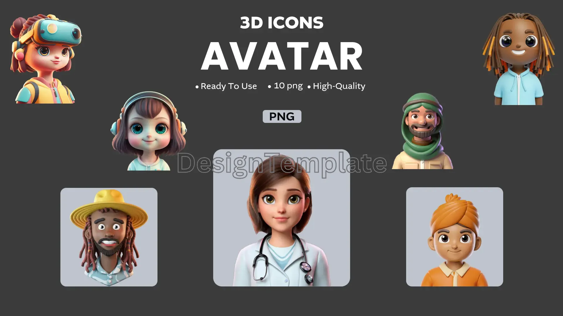 Colorful Avatar 3D Icon Set image